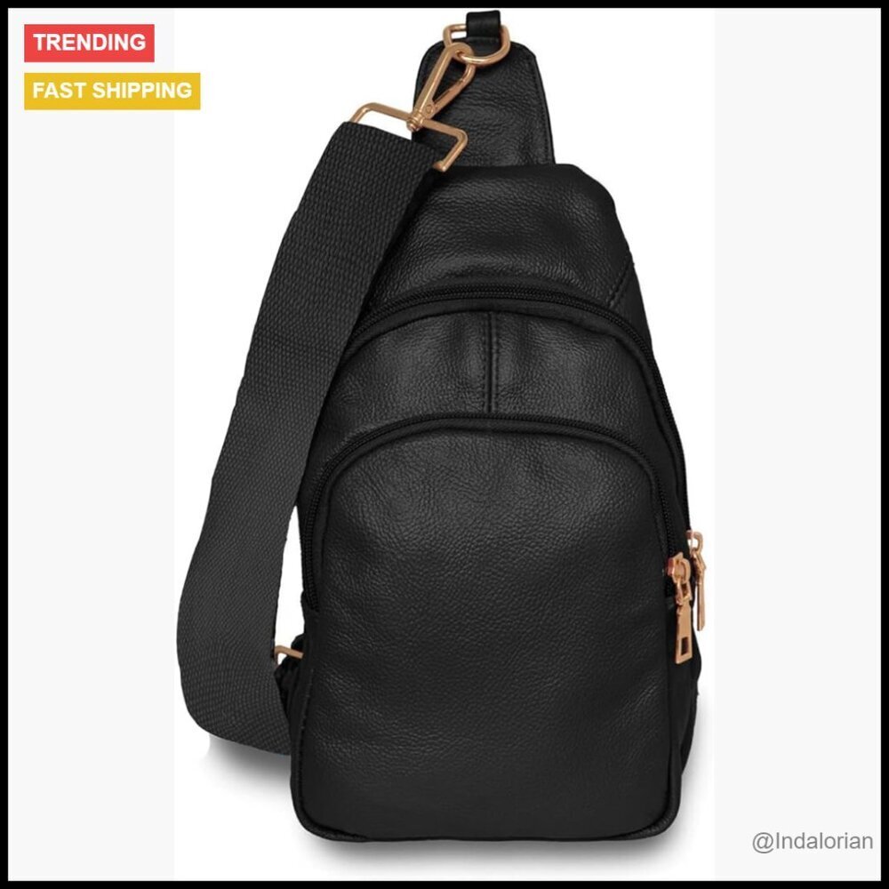 Leather Sling Bag Adjustable Strap Crossbody Travel Outdoor Chic Versatile